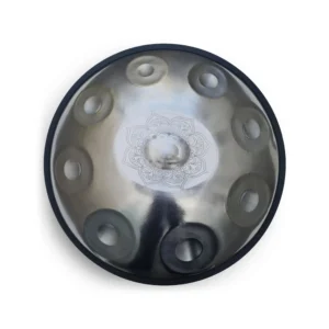 Ugur E-Celtic Minor (Amara) Mini Edelstahl Handpan Oberseite silber mit Gravur