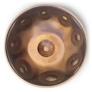 Handpan Panstream in B Celtic Minor, Amara 8+1 Ember Steel, gestimmt auf 432 Hz, Ansicht der Oberseite, zum Kaufen