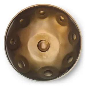 Handpan Panstream in D Celtic Minor, 8+1+2 Ember Steel, gestimmt auf 440 Hz, Ansicht der Oberseite, zum Kaufen