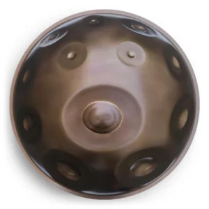 Handpan von Satya Sound Sculpture, F3 Low Pygmy 11+1+7 aus Edelstahl, 440 Hz, Oberseite, zum Kaufen